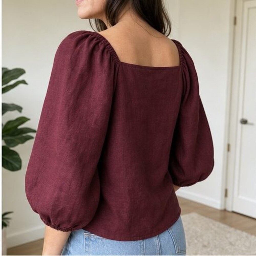 Burgundy Ruffle Blouse - Picture 3 of 6